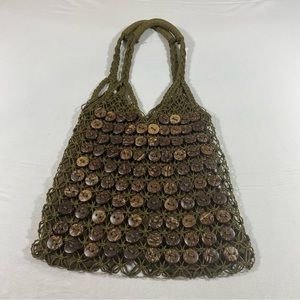 Cappelli Bag Straworld Hobos Bag Hippie Green Brown Buttons Throughout B…